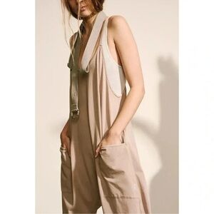 Free People Movement Hot Shot Onesie Taupe Brown Medium